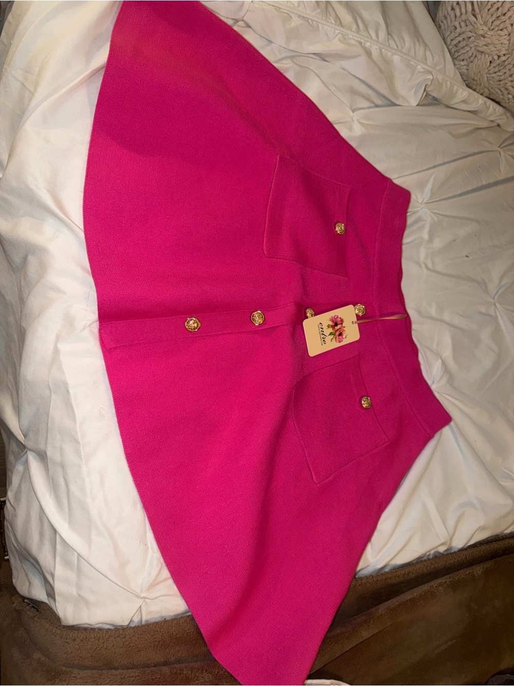 entro Hot Pink Circle Skirt with Gold Buttons